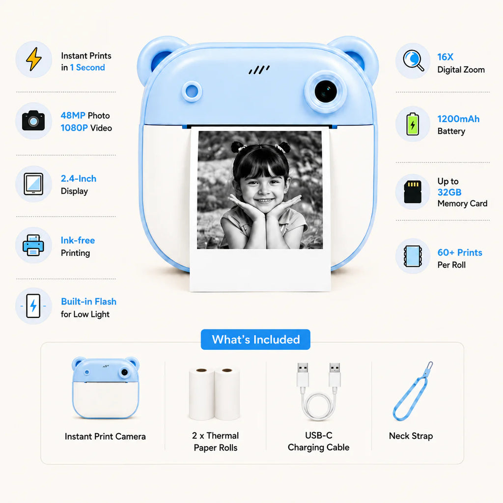 PIXNIX™ Kids Instant Print Digital Camera | DIY Thermal Photo Printer Camera for Kids